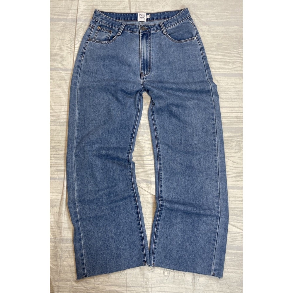 Princess Polly Boundless Denim Cut Raw‎ Hem Blue Jeans Women's Size 8 Classic